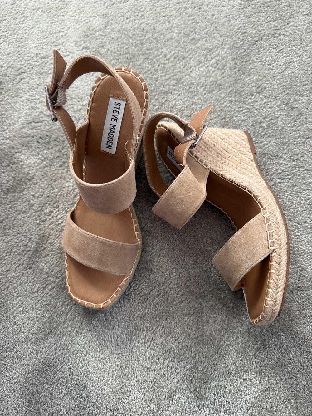 Steve Madden Beige/Tan Espadrille Wedge Sandals